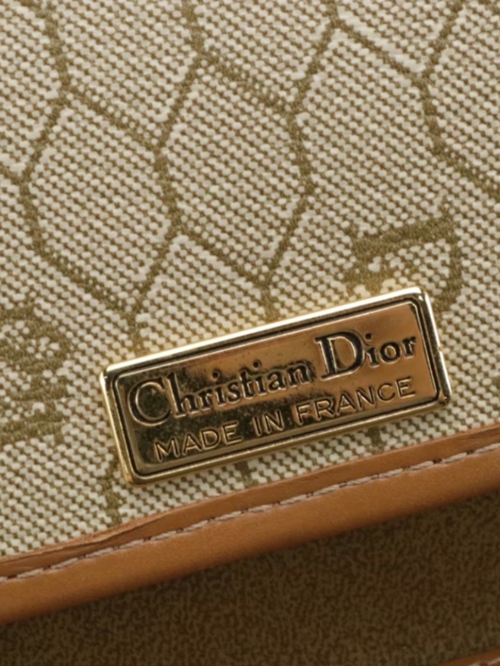 Christian Dior Full Flap Chain Link Shoulder Bag in Honeycomb Canvas & Leather - Picture 5 of 6